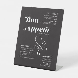 Bon Appetit Weddenschap Dinner Black White Menu Reclamebord Met Voetstuk