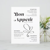 Bon Appetit Wedding Dinner Black White Paper (Staand voorkant)