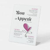 Bon Appetit Wedding Dinner Menu Reclamebord Met Voetstuk (Voorkant)