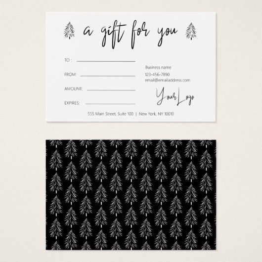 Bon cadeau du logo de Noël moderne (Devant & derrière)