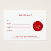 Bon cadeau minimaliste (Dos)