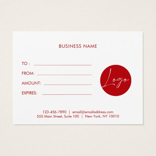 Bon cadeau minimaliste (Dos)