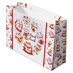 Bon chance Maneki Neko Sac cadeau de chat Maneki