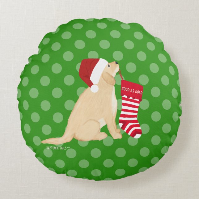 Bon Comme Or Noël Round Coussin Polka Dot (Devant)