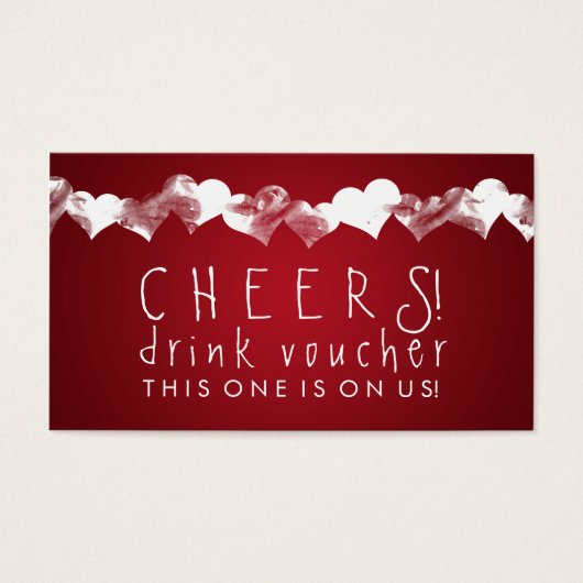 Bon de boisson Coeurs Grunge Rouge (Devant)