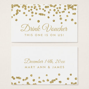 Bon de boisson Gold Faux Parties scintillant Confe