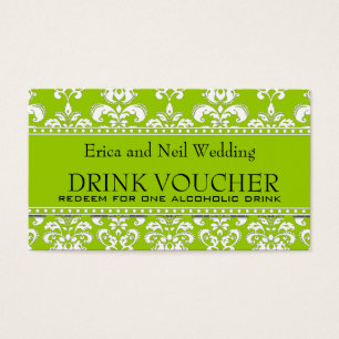 Bon de boisson Green Mariage damassé à la réceptio