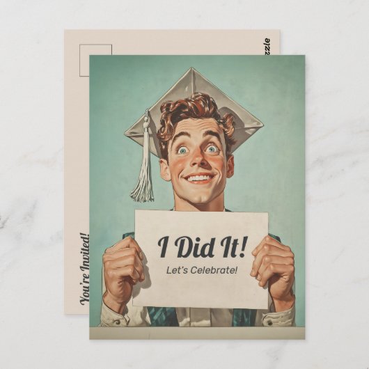 Bon Diplômé tenant une invitation (Devant / Derrière)