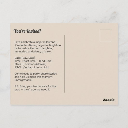 Bon Diplômé tenant une invitation (Dos)