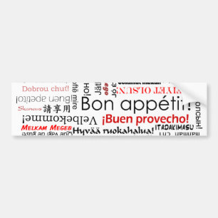Bon-eetlust in veel verschillende talen typografie bumpersticker