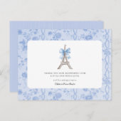 Bon Jour Bebe Romantisch Blauw Frans Bedankt Briefkaart (Voorkant / Achterkant)