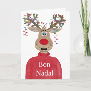 Bon Nadal, Catalaanse kerstverlichting rendieren Feestdagen Kaart