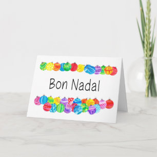 Bon Nadal Catalan kerstbubbels, waterverf Feestdagen Kaart