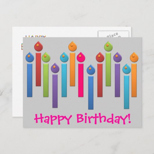 Bon Party Rainbow Happy Birthday Postcard Uitnodiging Briefkaart (Voorkant / Achterkant)