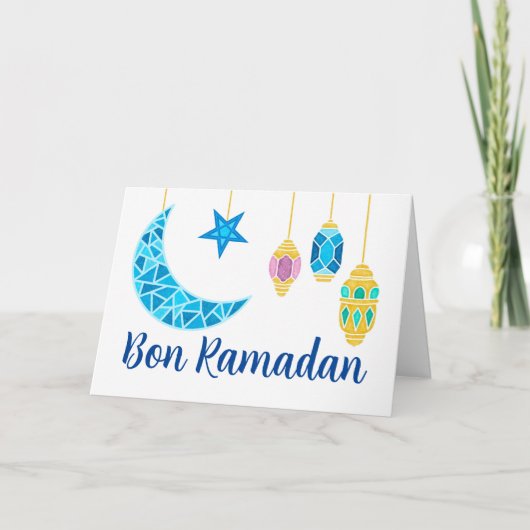 Bon Ramadan Greetings in French Fanoos Kaart (Voorkant)
