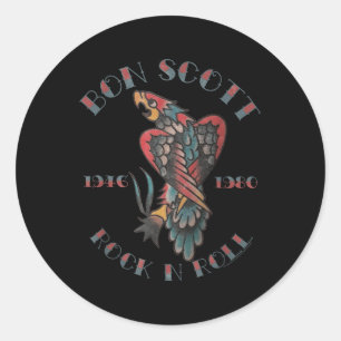 Bon Scott Rock N Roll Tattoo 1946-1980 Ronde Sticker