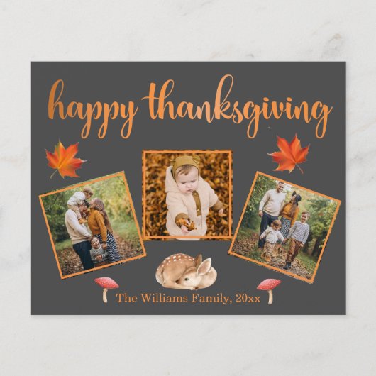 bon thanksgiving 3 photos collage gris carte (Devant)