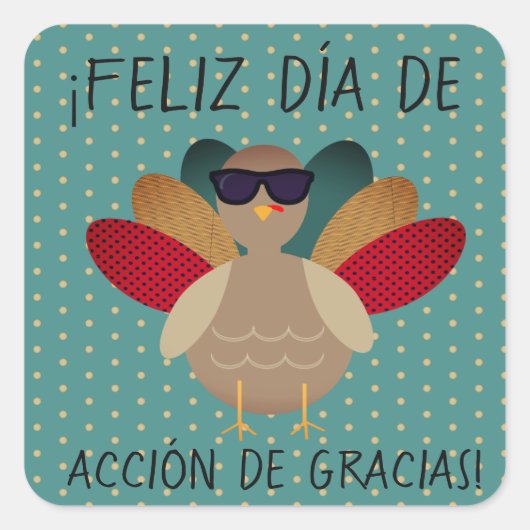 "Bon thanksgiving !" Autocollant espagnol avec Tur (Devant)