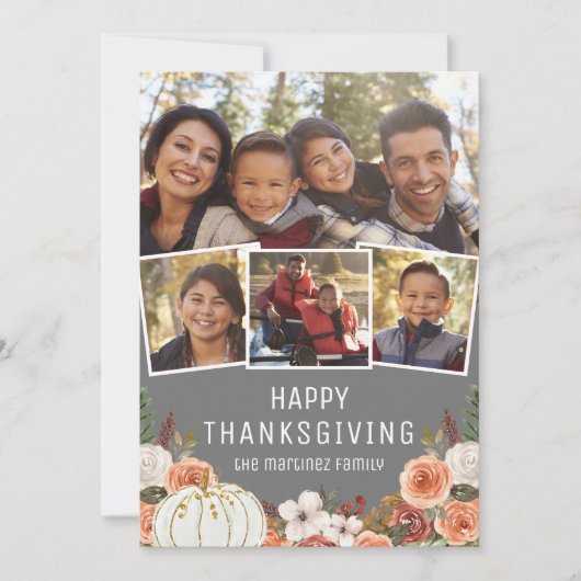 Bon thanksgiving Automne Floral Carte photo (Devant)