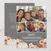 Bon thanksgiving Automne Floral Carte photo (Devant / Derrière)