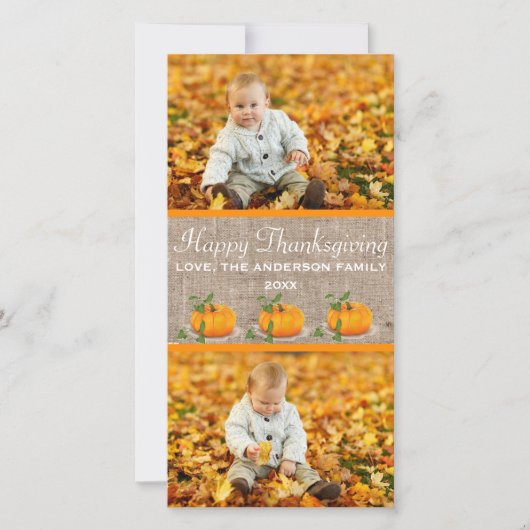Bon thanksgiving Burlap 2 Photos - Carte photo (Devant)
