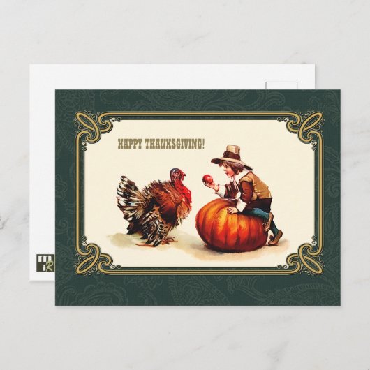 Bon thanksgiving. Cartes postales de conception vi (Devant / Derrière)