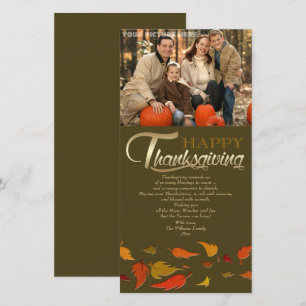Bon thanksgiving. Chute du Carte photo Feuille