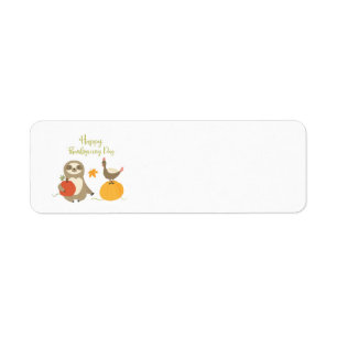 Bon thanksgiving Day Sloth avec étiquette dinde