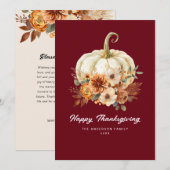 bon thanksgiving de script élégant carte florale (Devant / Derrière)