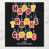BON THANKSGIVING ! Étiquette de vin familial perso (Étiquettes simples)