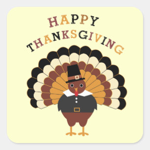 Bon thanksgiving mignon tom carré de dinde sticker