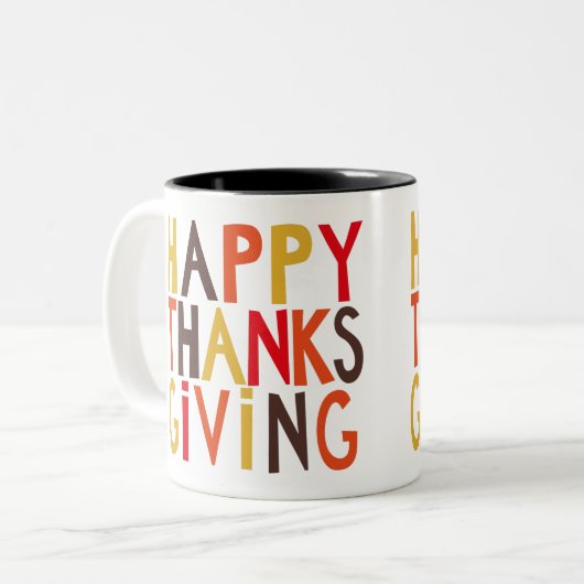 BON THANKSGIVING ! Mug à café à deux tons (Devant gauche)