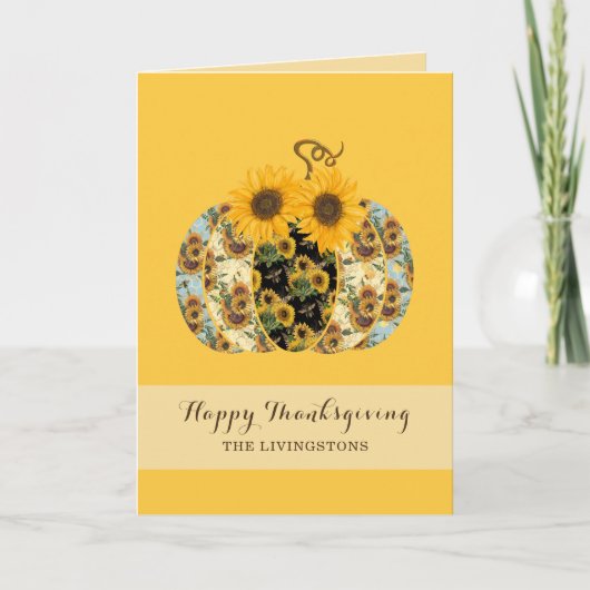 Bon thanksgiving Sunflower Citrouille Carte de voe (Devant)