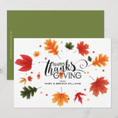 Bon thanksgiving typographie Cadre feuille Merci (Devant / Derrière)