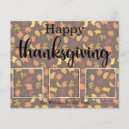 bon thanksgiving vacances 3 photos carte collage (Devant)
