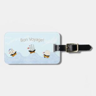 "Bon Voyage!" 3 schepen op Zee Custom Bagagelabel