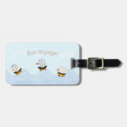 "Bon Voyage!" 3  schepen op Zee Custom Bagagelabel (Voorkant horizontaal)