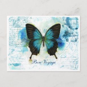 Bon Voyage Blue Butterfly VictorianTravel Briefkaart