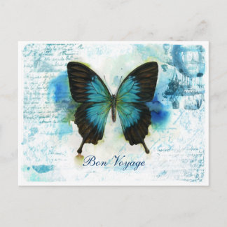 Bon Voyage Blue Butterfly VictorianTravel Briefkaart
