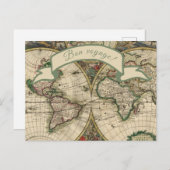 Bon voyage ! Carte du monde vintage (Devant / Derrière)