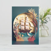 Bon voyage et Carte de remerciements, thème navire (Debout devant)