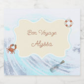 Bon Voyage gepersonaliseerd met naam Ocean Theme Sparkling Wijnetiket (Enkel label)