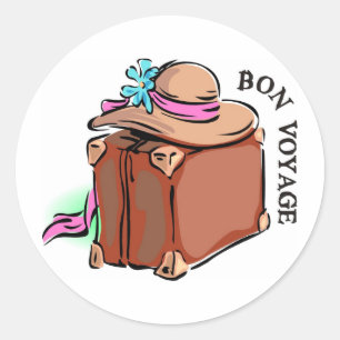Bon Voyage, goede reis! Bagage & hoed
 Ronde Sticker