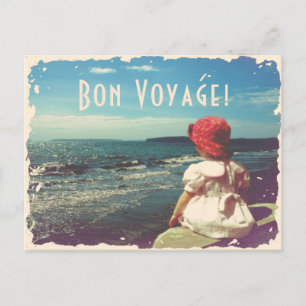 Bon Voyage Kaart met een meisje en het zee