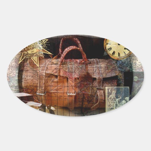 Bon Voyage Ovale Sticker (Voorkant)