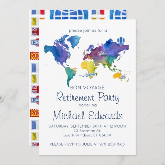 Bon Voyage Retraite Party Invitation (Devant / Derrière)