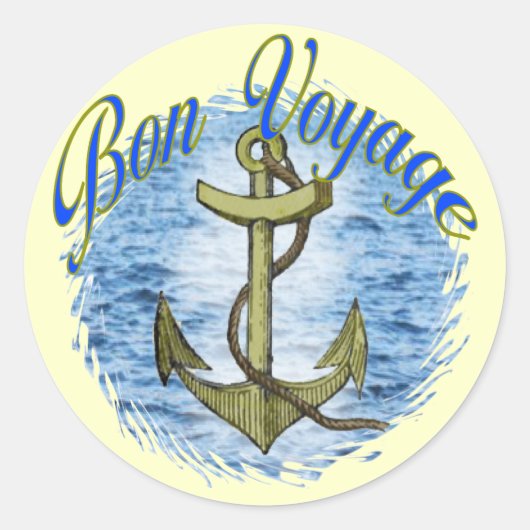 Bon Voyage Ronde Sticker (Voorkant)