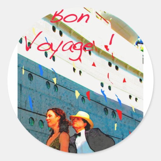 Bon Voyage Ronde Sticker (Voorkant)