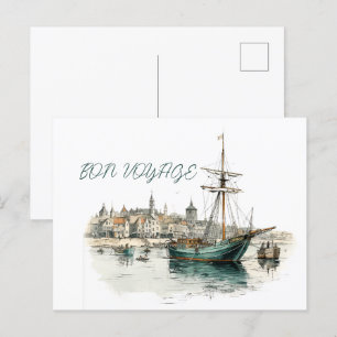 Bon Voyage Sailboat Feestdagenkaart