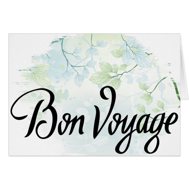 Bon Voyage Serene Green Leaves Card (Voorkant Horizontaal)